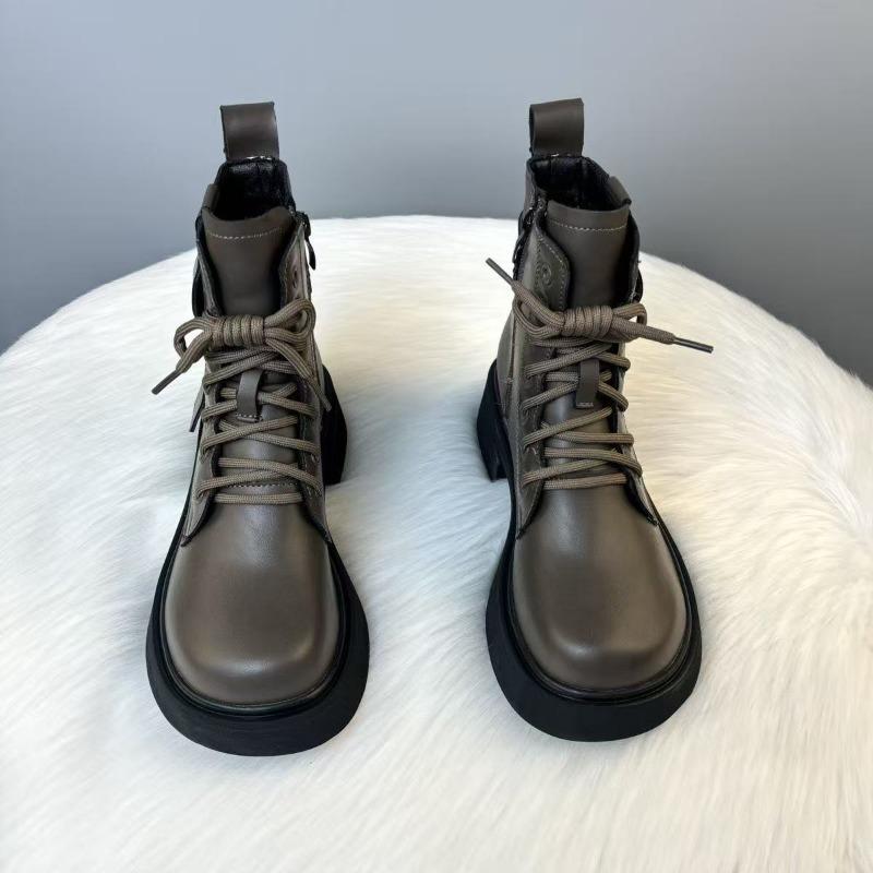 

женские ботинки Мартин на толстой подошве, новые осенне-зимние короткие ботинки, женские маленькие ботинки, которые делают ноги высокими и стройными 36 хаки