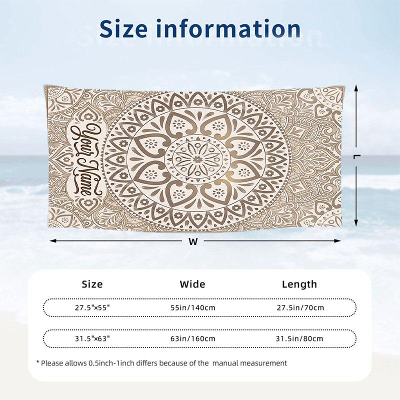 Elegant Lotus Theme Quick Dry Beach Towel Custom Name Text Print Large Sand Resistant Towel Beach Vacation