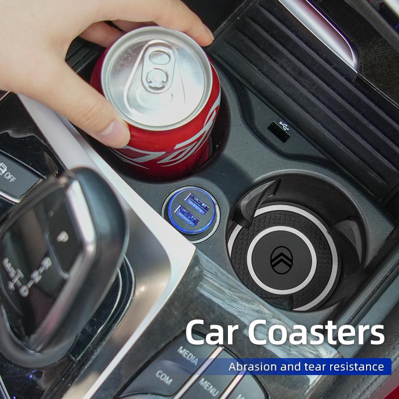 Silicone Double Ring Car Cup Mat Anti-Slip Insert For Citroen C4 C3 C5 C1 C2 C-Elysee Berlingo Picasso Jumpy Cactus Aircross aia256
