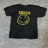 T-ShirtNirvana T-Shirt Mens Size S Black Smiley Face Graphic Band Tee Short Sleeve Rock