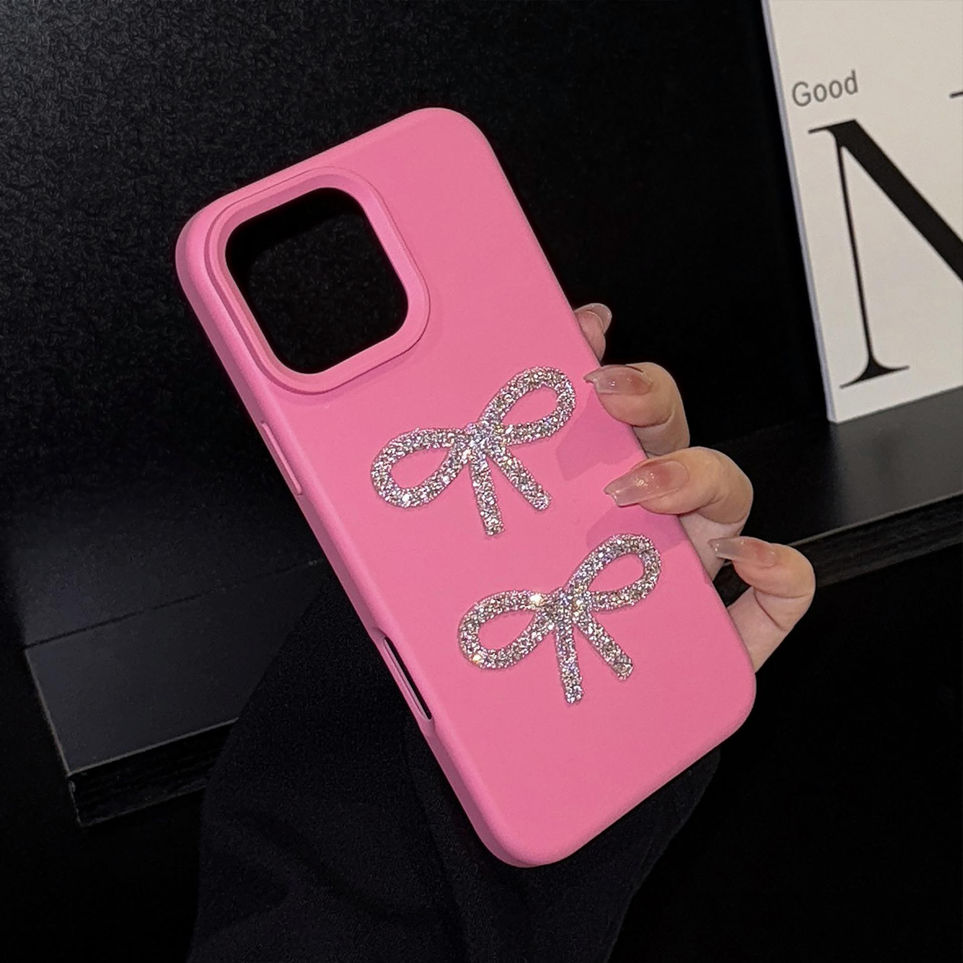 

Three dimensional Flash Drill Bow Mobile Phone Case 17 Apple 16 Light Luxury Iphone14promax Suitable for 13 High End Sense 11 12pro max(6.7)