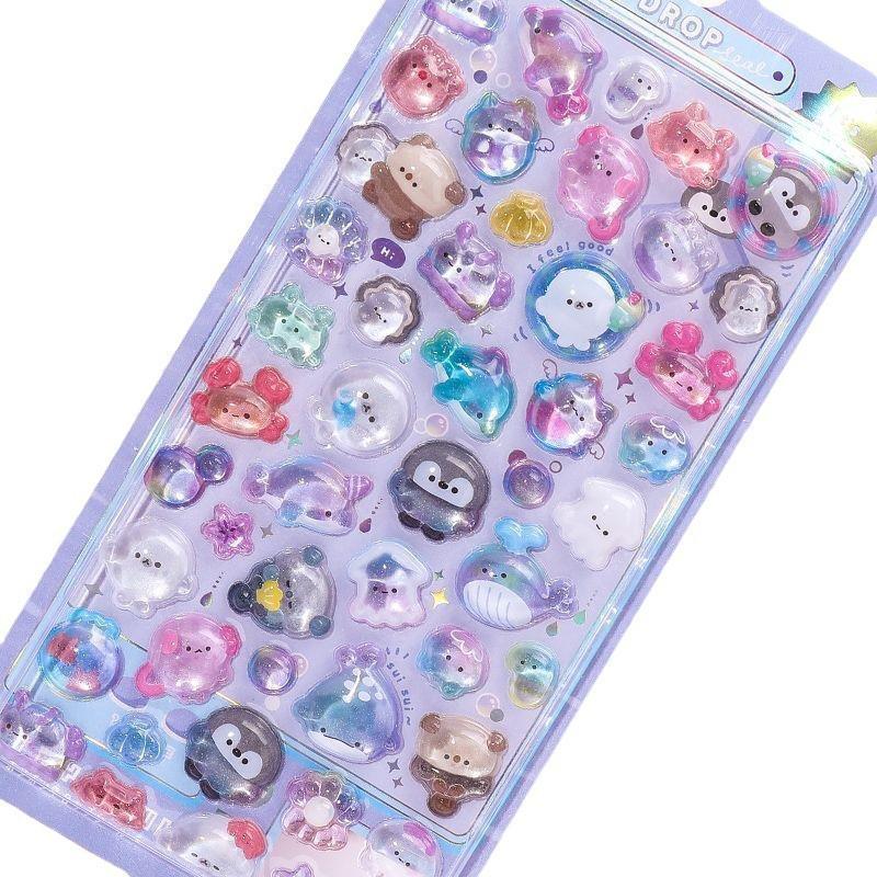 

3D Cartoon Crystal Diamond Stickers for Kids - Fun, Decorative Girls Drip Glue Stickers