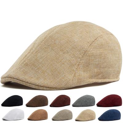 Herren Leinen Flachkappe Frühling Sommer Vintage Schirmmütze Barett Atmungsaktive Ivy Newsboy Mütze Damen Modekappe Geeignet Für Kleines Schlankes Gesicht