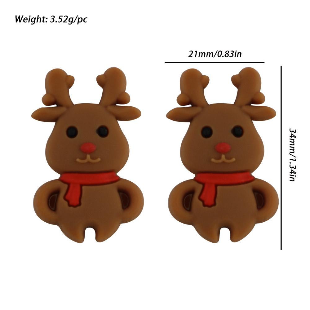 2/5pcs Christmas Series Silicone Beads Santa Reindeer Cookies Snowman DIY Pacifier Chain Jewelry Making Bulk DIY Crafts