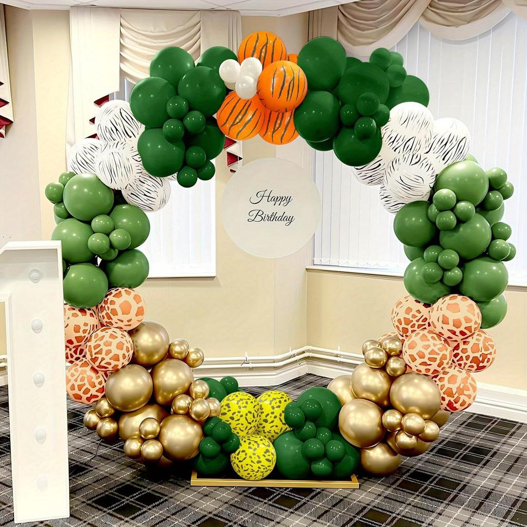 Set de 47 ballons Safari Jungle 30 cm Ballons Imprimé Animalier 25 cm Ballons Confettis Vert Doré Décoration Fête d'Anniversaire