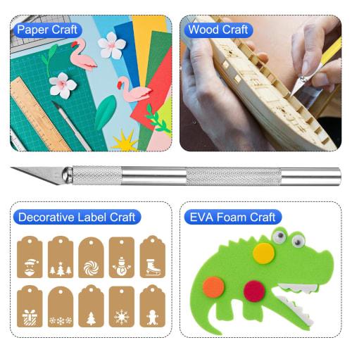 uxcell 10pcs Precision Art Craft Hobby Knife and Precision Utility Knife Set for Carving, Crafting, Scrapbooking, Stenciling, Paper, Wood, and Plastic