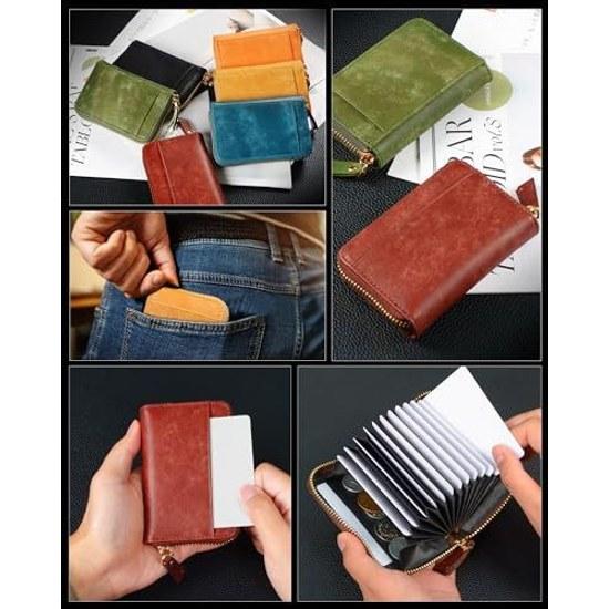 Kawaoto Card Case Men Large Capacity Holder Skimming Prevention Genuine Leather Pueblo Holds Up 22 Cards Made Japan Credit Simple Wide Pocket Coin