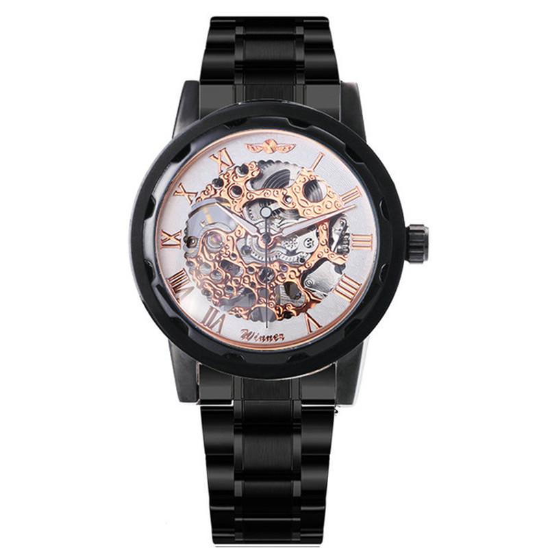 18 Colors Winner Men'S Fashion Business Casual Hollow Room Gold Strap, Manual Mechanical Watch