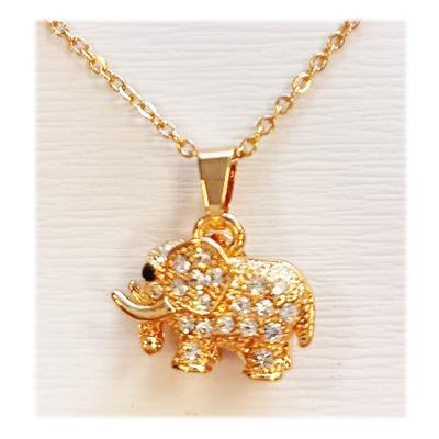 [R8120] - Golden White 'Elephant' Designer Necklace - 15x10 Mm