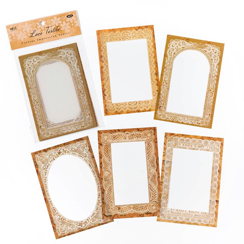 10 Sheets Large Size Hollow Border Stickers Vintage Scrapbooking Journal DIY Decorative Stickers Craft Supplies