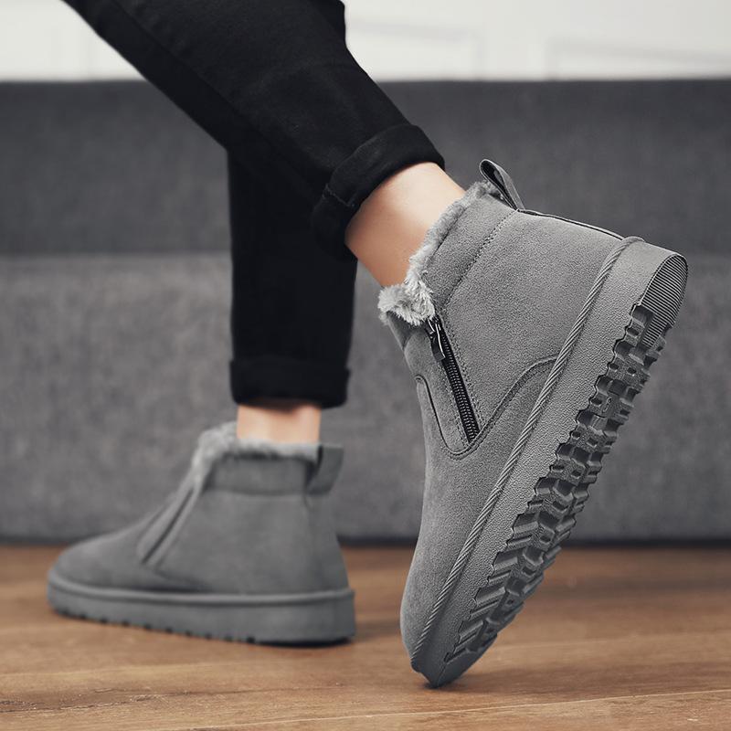 Pánské boty do sněhu z pravé kůže pohodlné plus sametově teplé vysoké zimní boty krátké kožešiny bavlna pánské boty