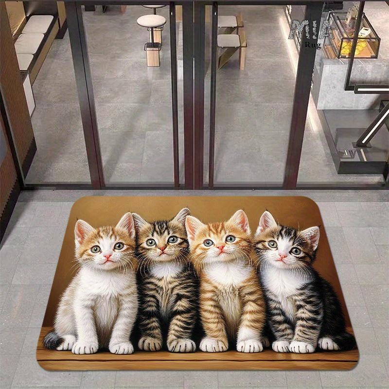 VIKAMA Cartoon Four Cats Rug Soft Doormat for Shoe Removal At Entrance Welcome Mat Carpet For Live Room Rug For Bedroom Home Dec