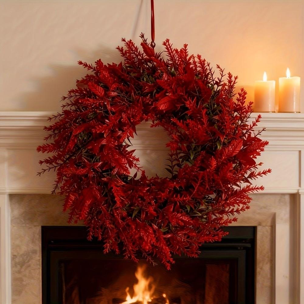Bright Red Christmas Wreaths Purely Handmade Christmas Hanging Garland Outdoor Door