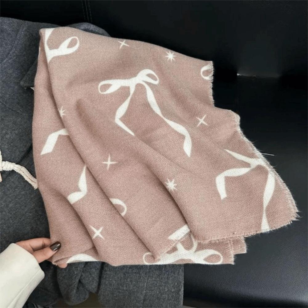 Thicken Winter Cashmere Scarves Coldproof Women Cashmere Shawl Fashion Bow Wool Scarf  Cold Weather