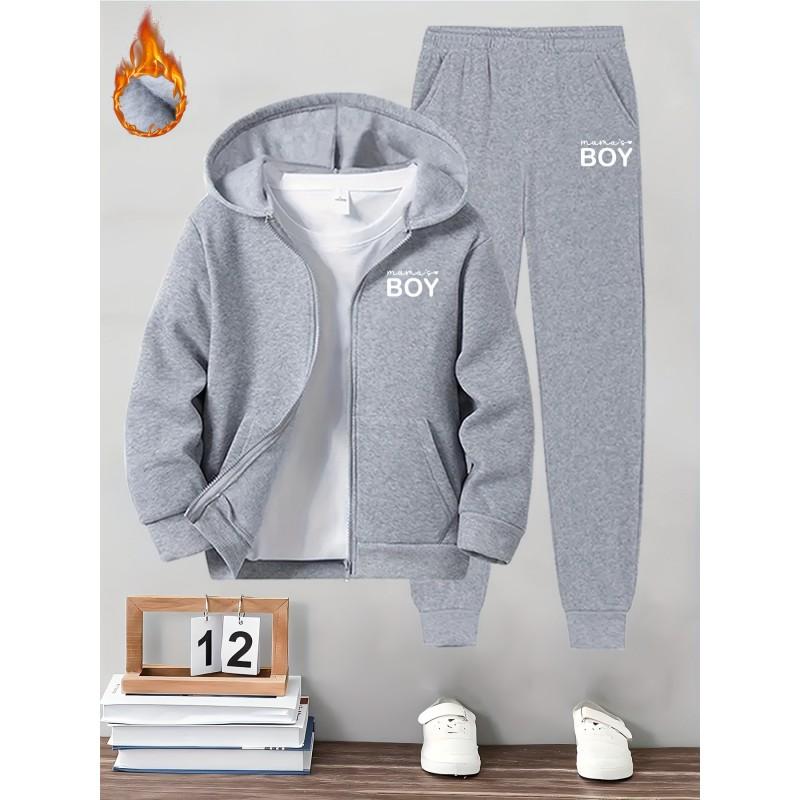 Mens Casual Tracksuit Long Sleeve Hooded Sweatshirt Pants Set Loose Fit