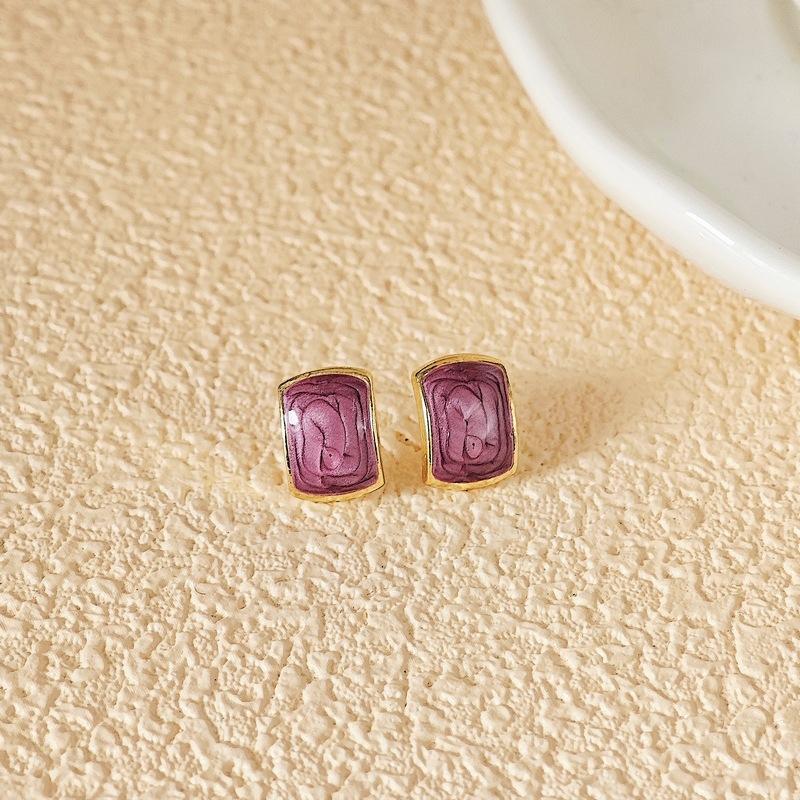 Boucles d'oreilles puces tendance chic en émail en forme de C pour femmes Couleur rouge vert rose Petites boucles d'oreilles pour filles aretes de mujer nouveau