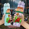 1PC Donut Basketball Character Print 750ml Color Plastic Sports Water Bottle Leakproof Flip Straw Lid Suitable for Sports Office Home Use