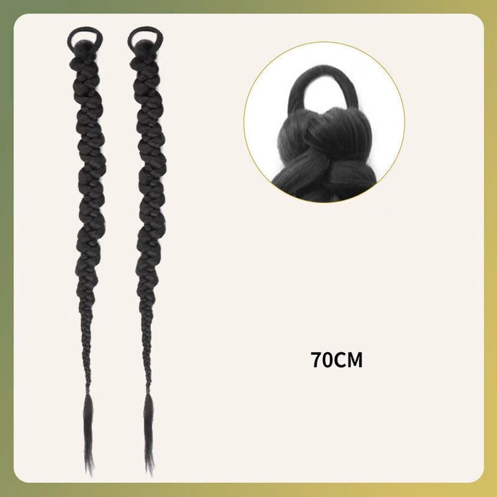 70cm Chinese Style Synthetic Braided Ponytail Wig Women Long Double Twisted Boxing Braids Hair Extension