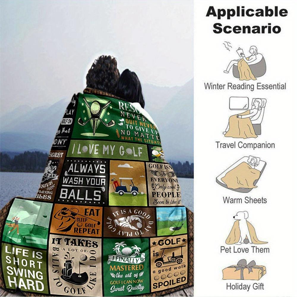 

1pc Golf,Swing,Resolve Digital Printed Flannel Blanket, Super Soft Plush Fleece Bed Cover, Multipurpose Four Seasons Hypoallergenic Quilt fo 150x180cm