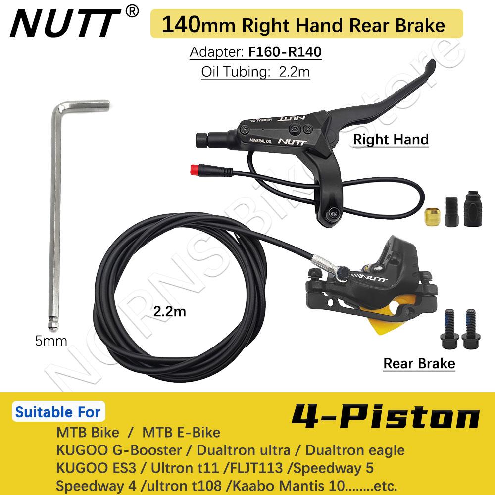 NUTT 4 Piston Y-5 Electric E-Bike Scooter Disc Brake Hydraulic Bicycle 140 160 180 Rotor For A5-D KUGOO Dualtron Kaabo Mantis