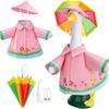 23 Inch Large Goose Outfit Set Porch Decoration Includes Raincoat Umbrella and Hat Suitable for Holiday Display Seasonal Use