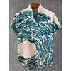 Vintage Dark Lotus Printed Fish Casual Shirt Men's Short Sleeve Shirt