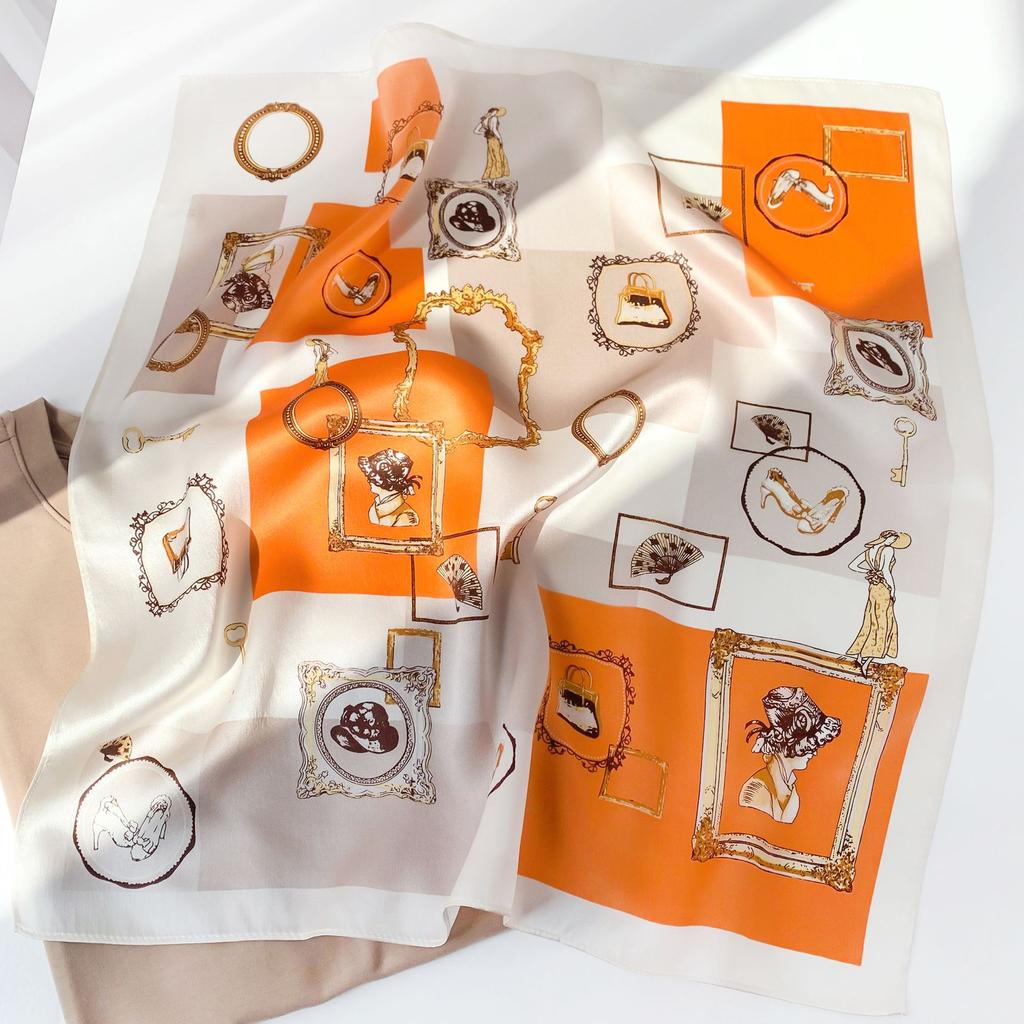 New European and American Decorative Silk Scarf for Women's Fashionable and Fashionable Summer Thin Sunscreen Multi-function Square Scarf