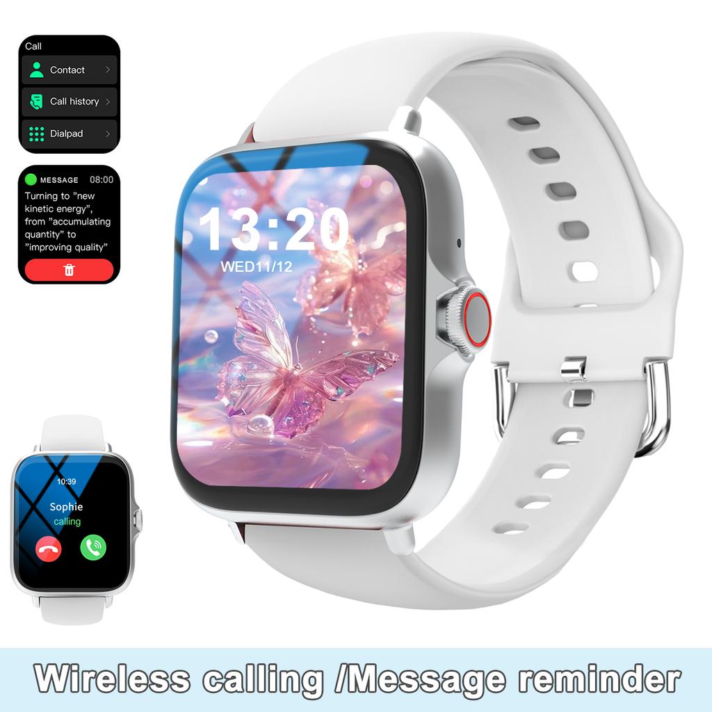 Smart Watch with Full Touch Screen, Call, Message Reminder, Music Control and Other Functions, Compatible with iPhone/android