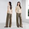 IHIMI Damen Sommer Leinen Henley Kurzarm Oberteil mit falscher Zweiteiler Optik