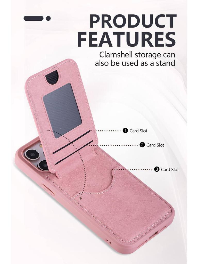 iPhone 17 Leather Magnetic Stand Case with Card Slot