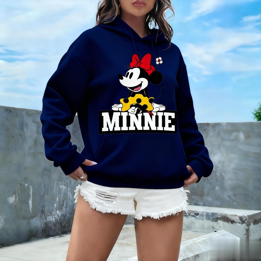 Women Men Hoodie Sweatshirt Disney Minnie Mouse Graphic Pullover Top Vintage Cartoon Casual Streetwear Spring Autumn Fashion New