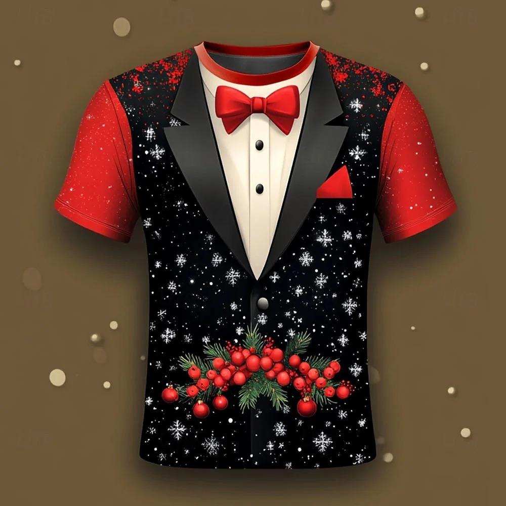 Fashion 3D Merry Christmas Print T-Shirt Santa Claus Christmas Pattern T-Shirt Men and Women Short Sleeve Neutral Top Clothing