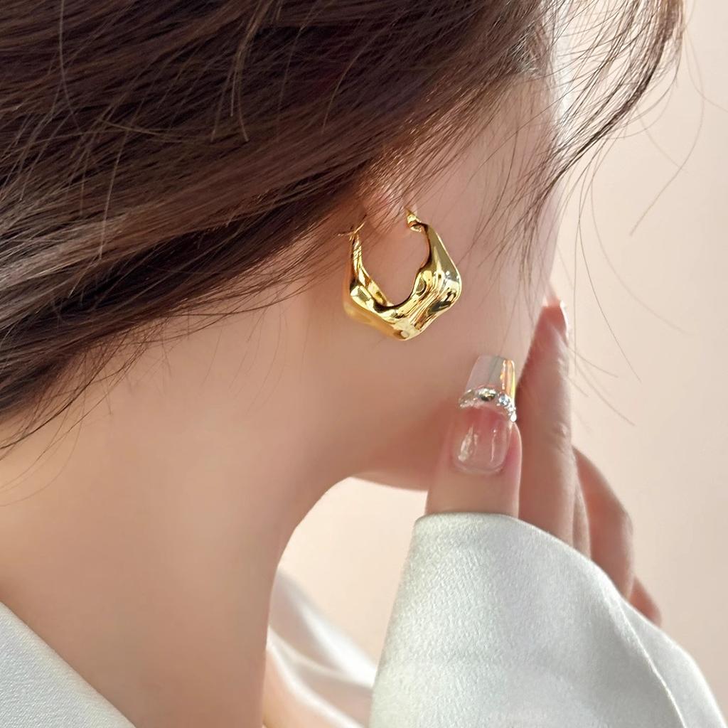 Japan and Korea metal retro sterling silver ear buckle women's niche design sense high-end earrings new popular temperament earrings