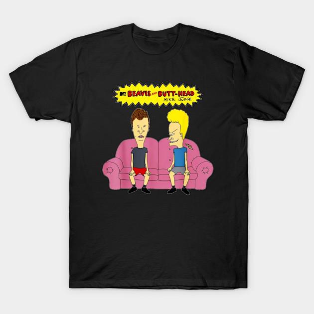 

Men Black Print T-shirt Beavis And Butthead No-Cut Transfer Paper Print Cotton Tshirt 3XL чорний