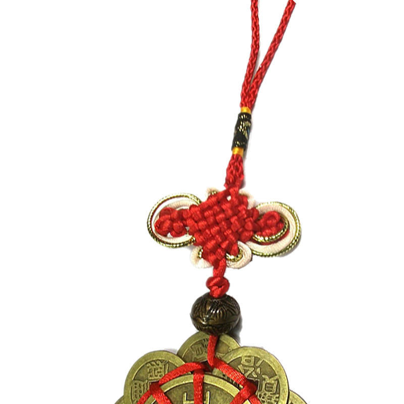 Thai Amulet Feng Shui Mystic Knot 10 Coins Buddhist Retro Vintage Protect Charm Talisman Powerful Wealth Success Health Luck Jewelry