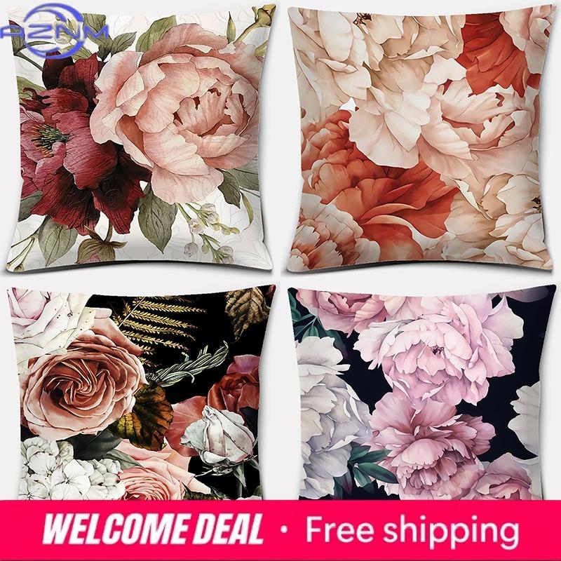 Funda de almohada cuadrada con estampado de rosas de la serie Fashion Decoración para el hogar y la oficina