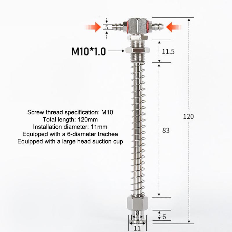 Robotic Arm Accessories Industrial Vacuum Small Head Suction Cups M12/M10 T-shaped External Spring Buffer Hardware Sucker Rod+