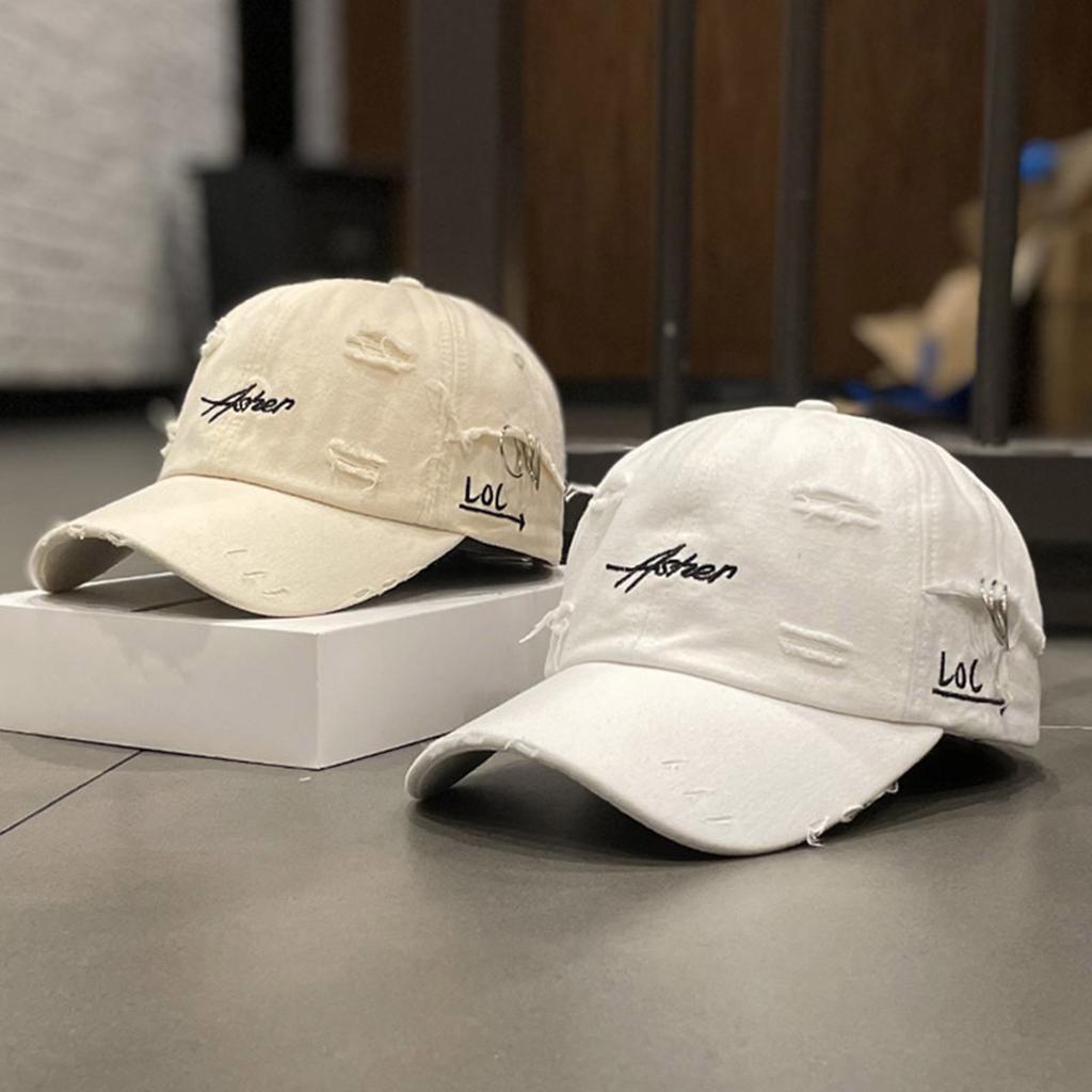 Unisex Embroidered Perforated Iron Ring Baseball Cap Spring Autumn Outdoor Adjustable Sunscreen Hat