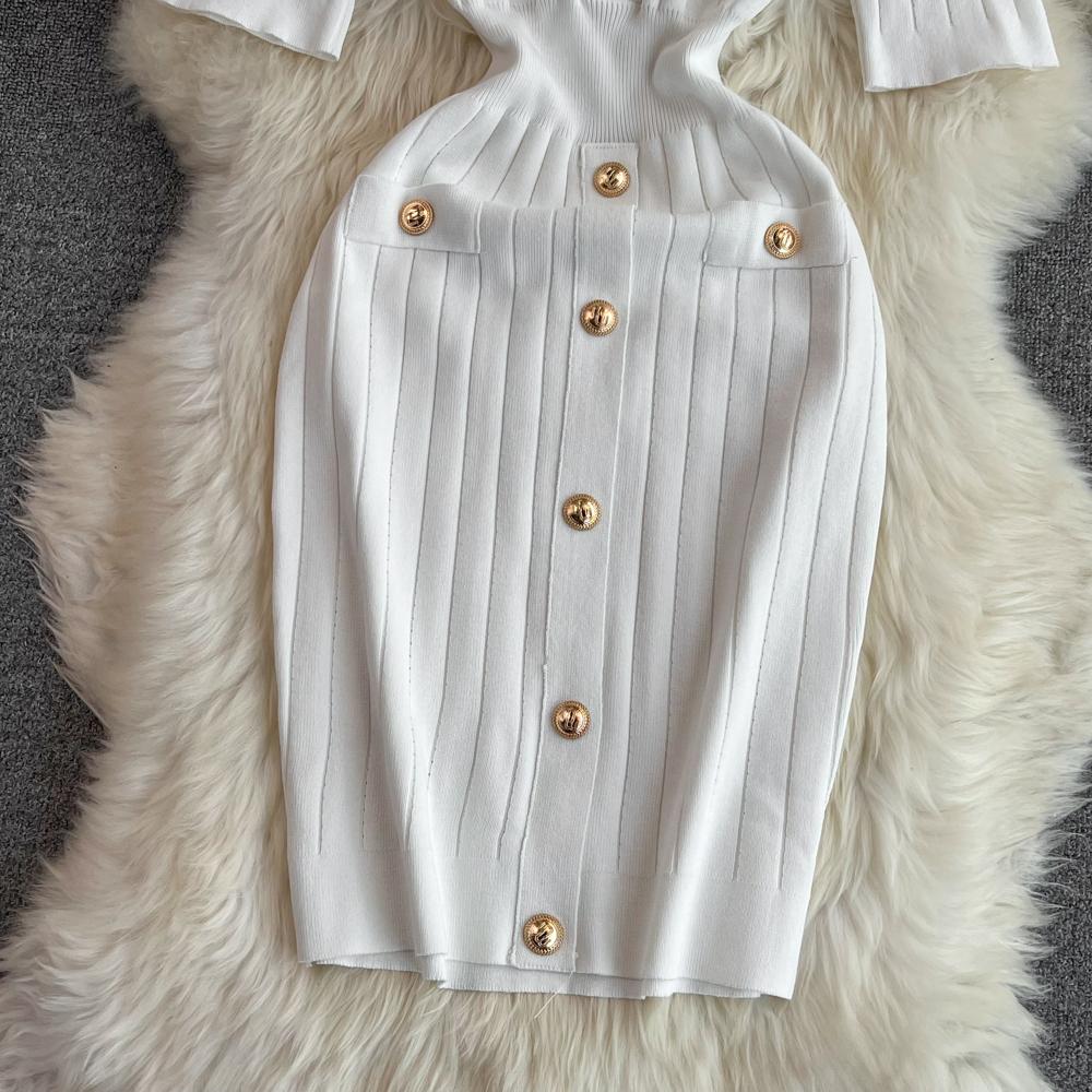 New Summer Women Lapel Knitted Sweater Solid Dress Short Sleeve Sheath Bodycon Mini Party Dresses