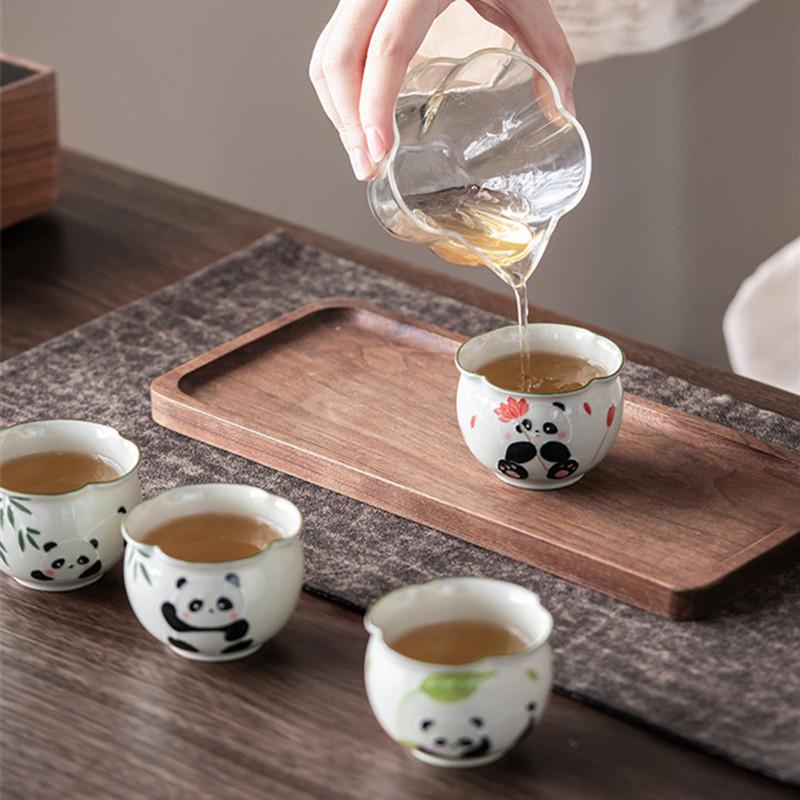 1 Pc Chinese Hand-painted Panda Porcelain Tea Cup Retro Handmad Ceramic Teacup Tea Bowl Travel Teaware Household Master Cup 90ml