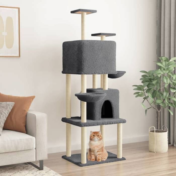 Maison Exclusive - Arbre à chat avec griffoirs en sisal Gris foncé 180 cm