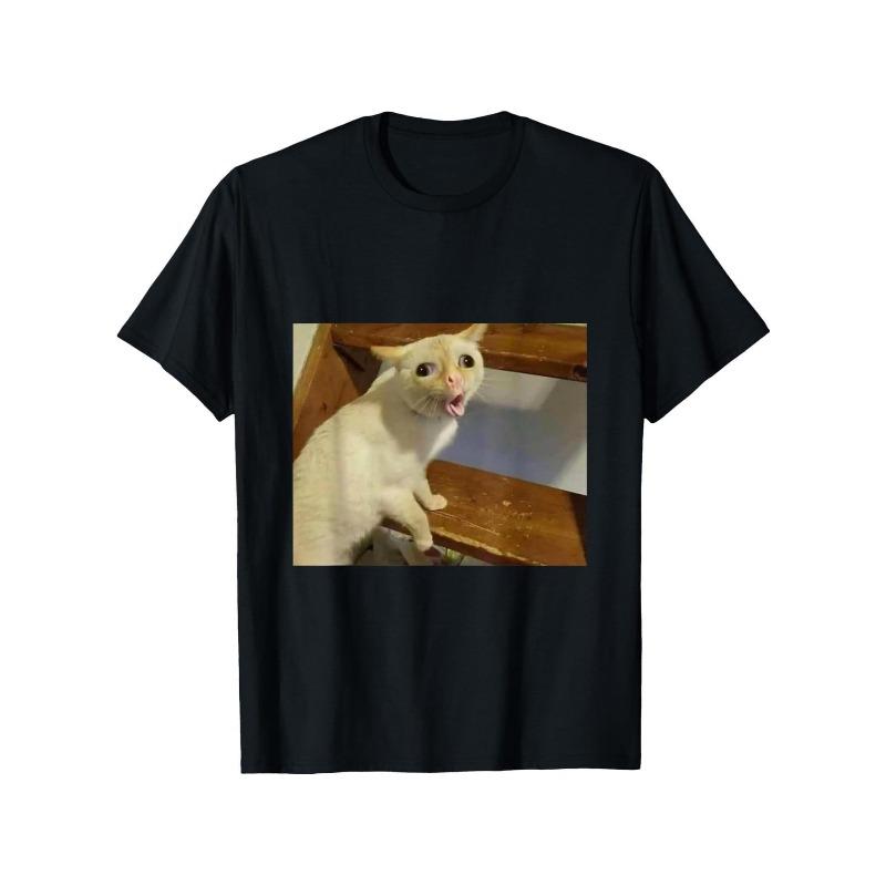 Men s Funny Cat Pattern T-shirt Summer Casual T-shirt Suitable for Both Men and Women S