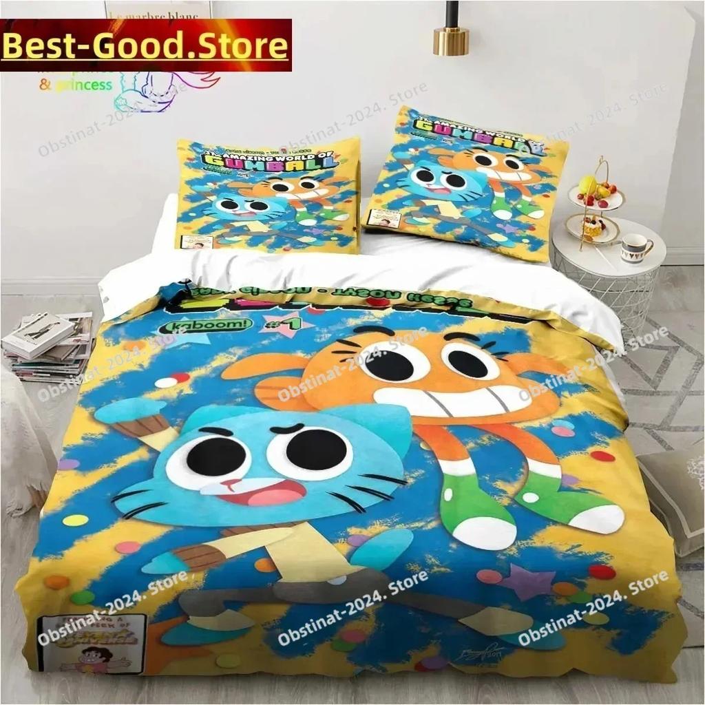 Amazing World Gumball 3D Printed Bedding Set Single Twin Full Queen King Size Bed Set Adult Kid Bedroom Bedding Gift