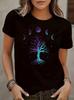 Moon Phases Tree Of Life Viking Pagan Wicca Summer Hipster Hip Hop Women S Plus Size Short Sleeve T-Shirt Novelty Crew Neck Top Shirt Casual Funn