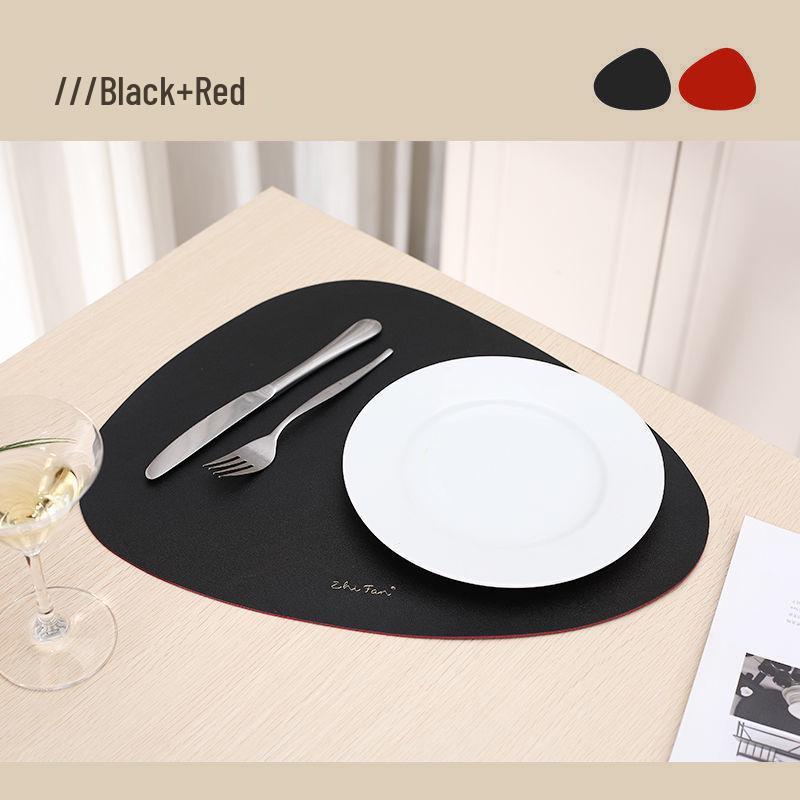 High-End Double-Sided Waterproof PU Leather Placemat - Oil-Proof, Heat-Insulated, Light Luxury Water Drop Design.
