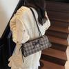 Y2K PU Shoulder Bag Plaid Bow Underarm Bags Sweet French Stick Handbag Work