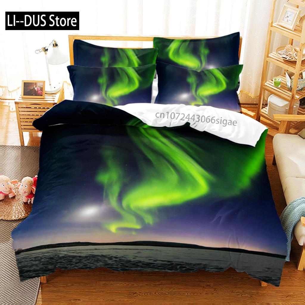 Aurora And Stars Bedding Set Duvet Cover Set 3d Bedding Digital Printing Queen Size Bedding Set Fashion Design