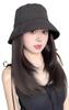 Infage Hat Bucket Hat with Hair Natural One Size Fits Easy To Bucket Partial Hair Medical Hair Extensions Wig, Extensions, Semi-Long, Cute, Hair,