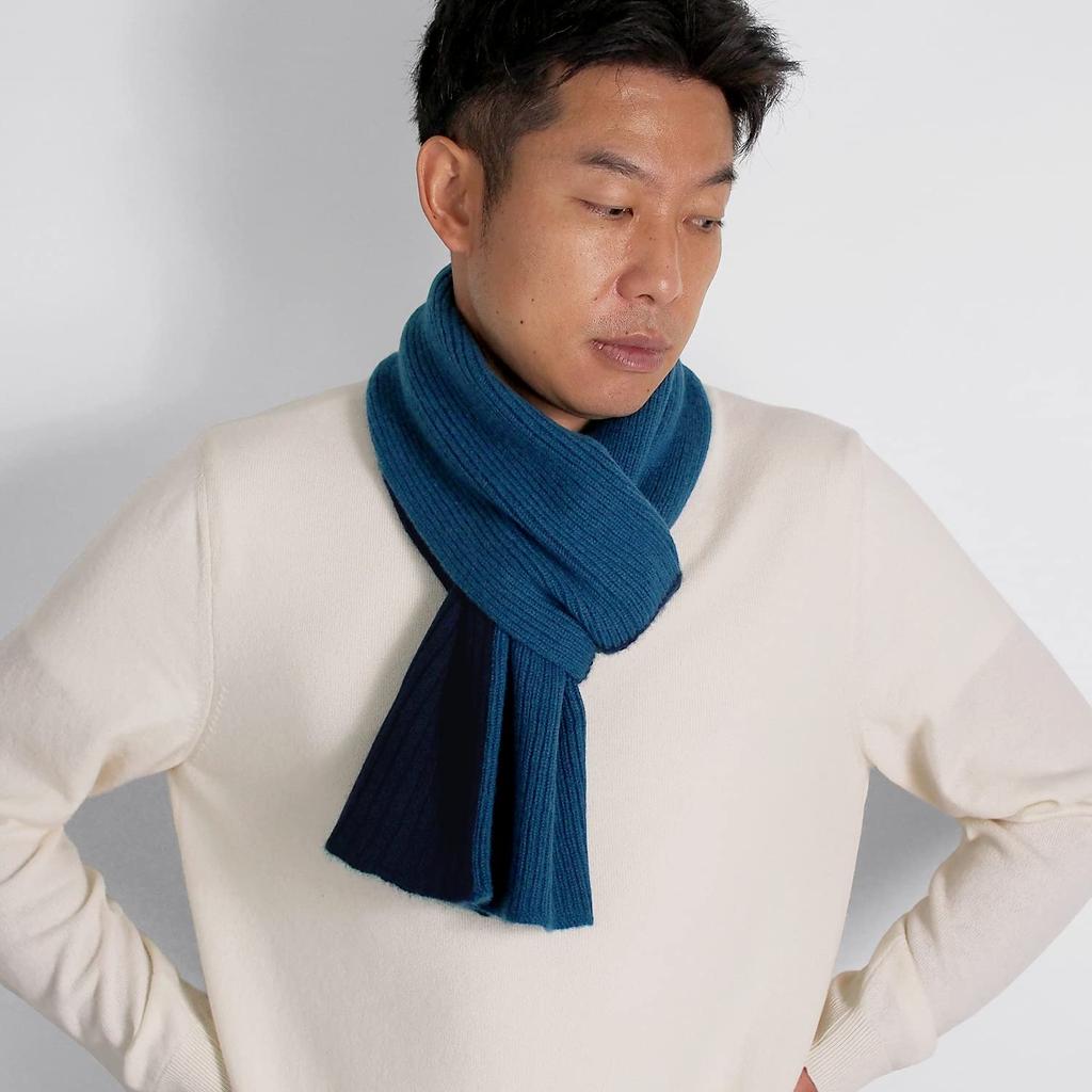 Prodigal Cashmere Reversible Scarf for Men Navy x 100% One-Loop (Free Size, Prussian)