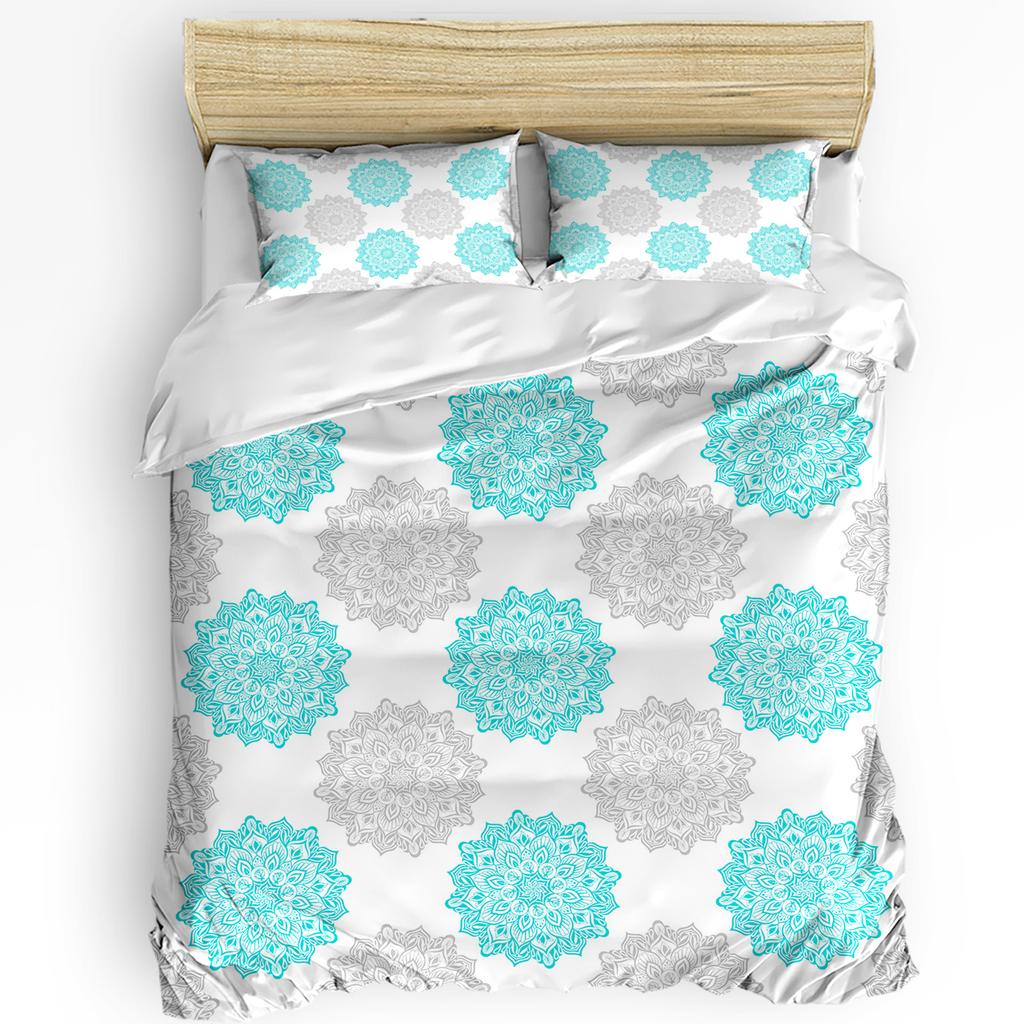Breathable Soft Double Mandala Gradient Bohemian Flower With Pillow Case Custom 3pcs Bed Home Textile Quilt